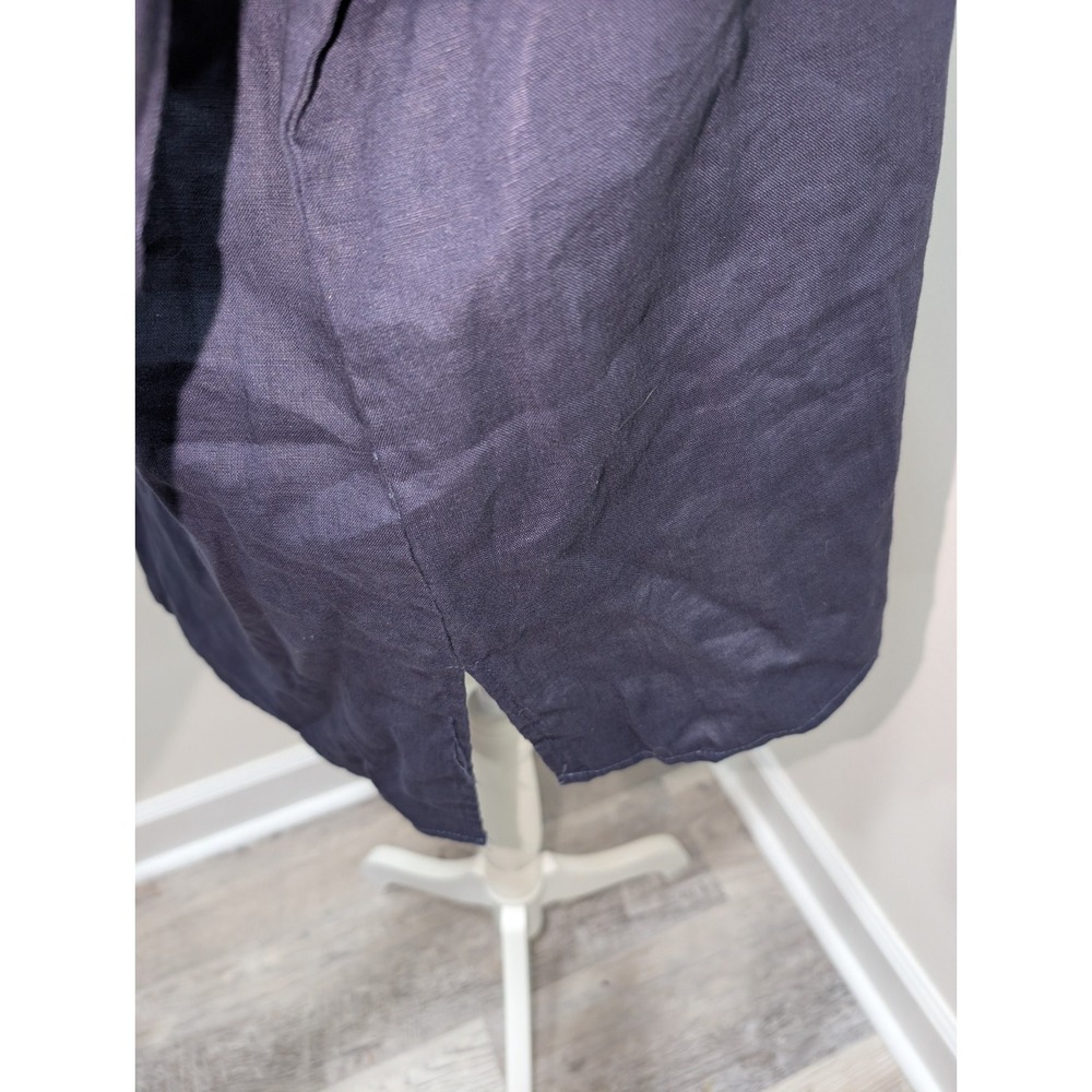 NWT 100% Linen Navy Blue Embroidered Tunic Size XL Boho Cottagecore - Picture 5 of 11